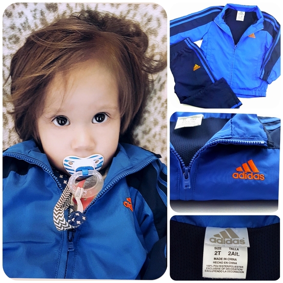 ADIDAS 2pc Blue Orange Track Suit - Picture 1 of 11